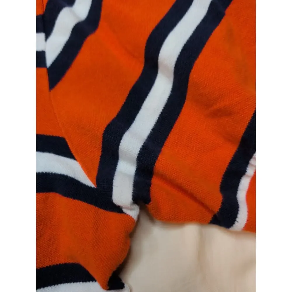 Polo Ralph Lauren Shirt Mens XL Orange Navy White Striped Short Sleeve Pony Logo